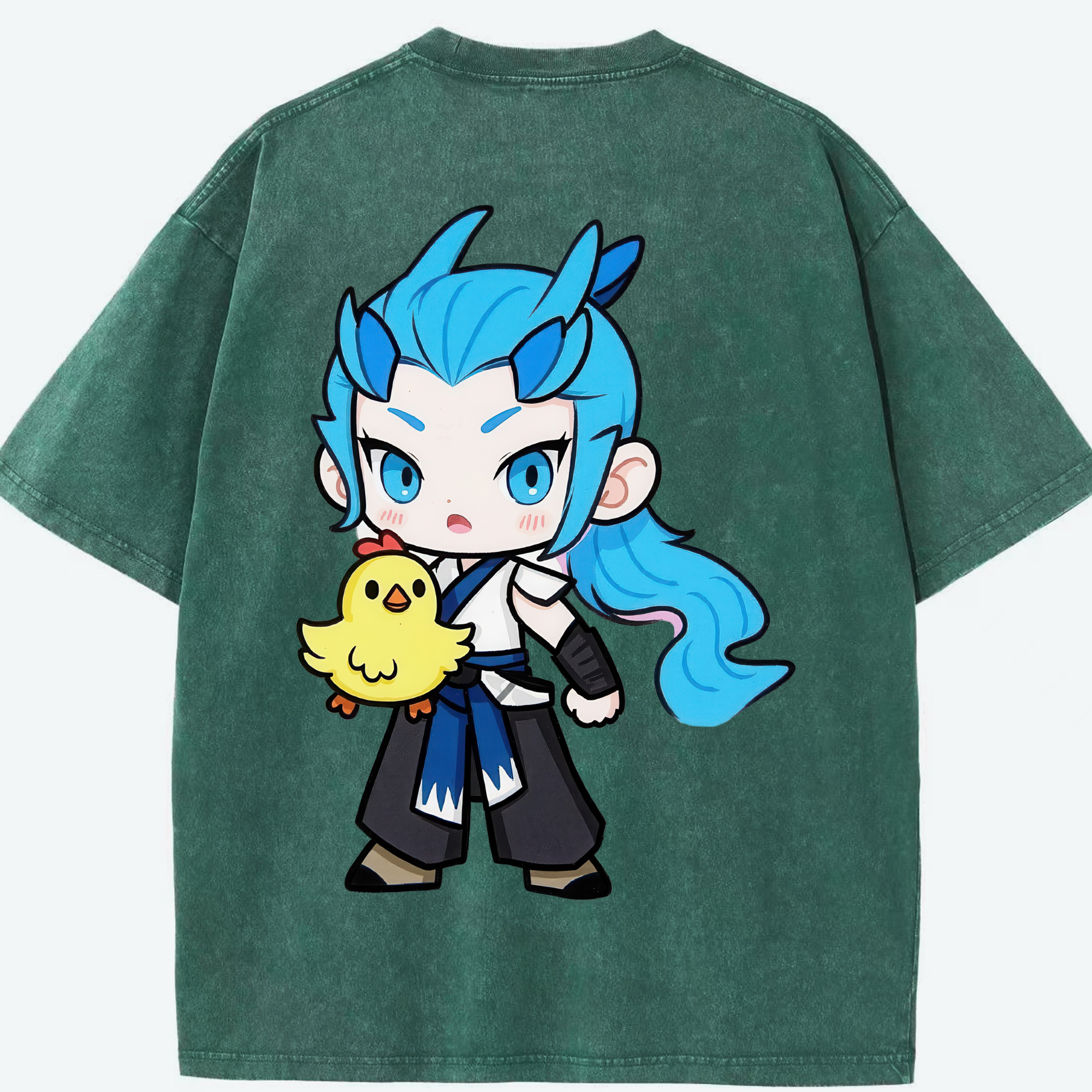 （画像用） Ne Zha 2 ナタ 魔童の大暴れ 綿100% ヴィンテージ風 半袖Tシャツ（背面プリント）